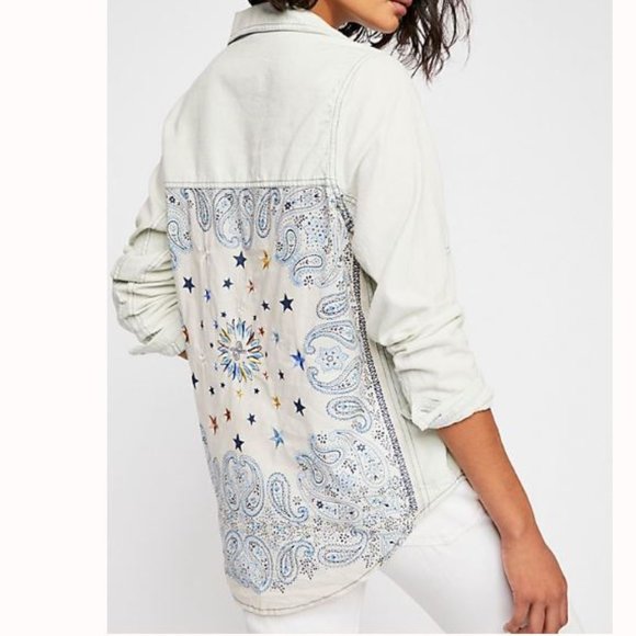 Free People | Bandana Bandit Paisley Button Down M - Picture 1 of 8